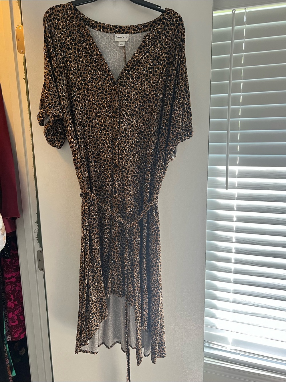 Ava & Viv Brown Leopard Print High-Low Dress